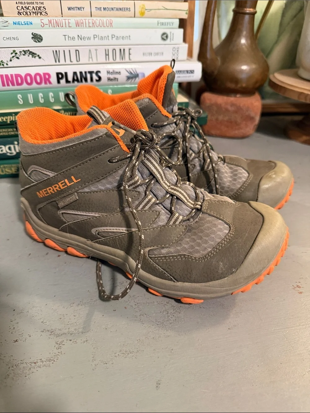 Merrell Kids Gray and Orange Outdoor Hiking Boots
